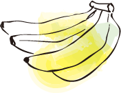 水彩画風のバナナ