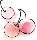 水彩画風のさくらんぼ